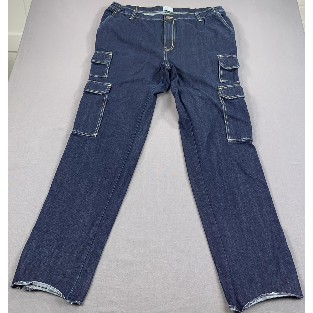 Liberty Blues Cargo Jeans Mens 44x38 Workwear Carpenter Multi Pocket Pants Denim